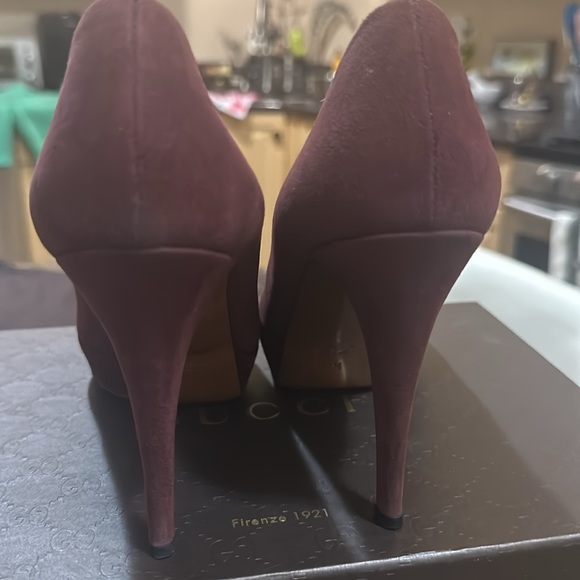 Gucci SCARLATTO Kid Scamosciato Burgundy Heels size 36+ - Picture 4 of 16